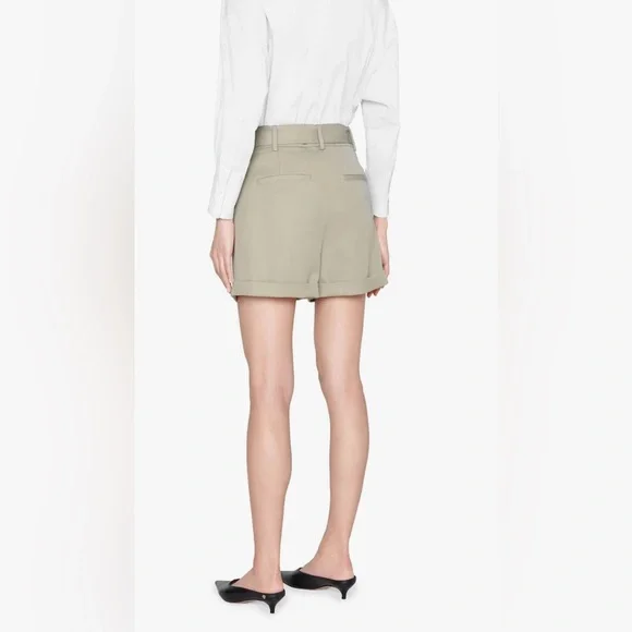ANINE BING BECKY SHORT IN GREEN KHAKI, SIZE EU 40/US XL